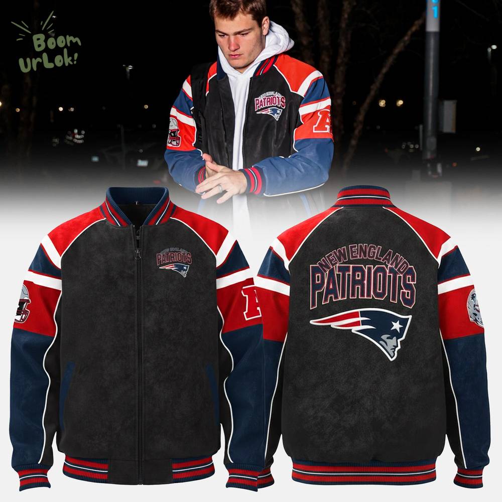 New England Patriots Black Raglan Jacket New England Patriots Black Raglan Jacket