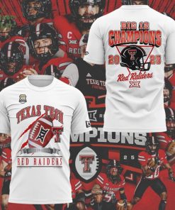 New Era White Texas Tech Red Raiders 2025 Big 12 Football Champions Locker Room T-Shirt