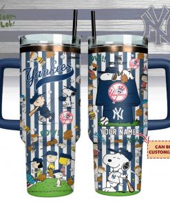 New York Yankees x Peanuts Custom Stanley Quencher 40oz Stainless Steel Tumbler With Handle