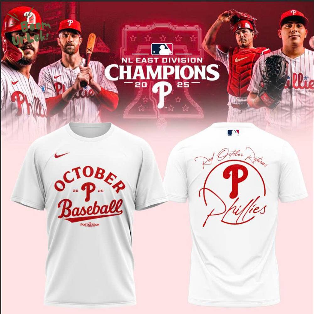 Philadelphia Phillies NL East Champions 2025 – Red October Returns Tee Philadelphia Phillies NL East Champions 2025 – Red October Returns Tee