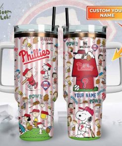 Philadelphia Phillies x Peanuts Custom Stanley Quencher 40oz Stainless Steel Tumbler With Handle
