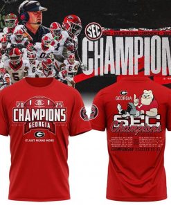 Red Georgia Bulldogs 2025 SEC Football Champions Locker Room T-Shirt