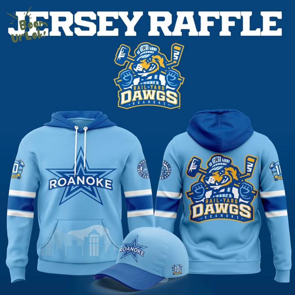Roanoke Rail Yard Dawgs 2025 Light Blue Hoodie Roanoke Rail Yard Dawgs 2025 Light Blue Hoodie