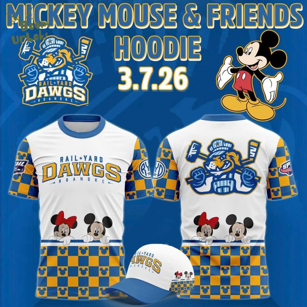 Roanoke Rail Yard Dawgs 2025 Mickey Mouse & Friends New T-shirt Roanoke Rail Yard Dawgs 2025 Mickey Mouse & Friends New T-shirt