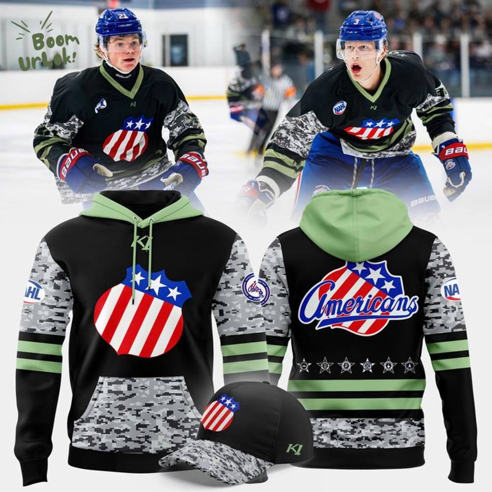 Rochester Jr. Americans 2025 Military Appreciation Hoodie Rochester Jr. Americans 2025 Military Appreciation Hoodie
