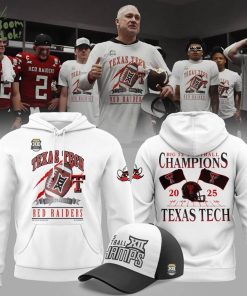 Texas Tech Football Big 12 Football Champions Hoodie 2025 – White
