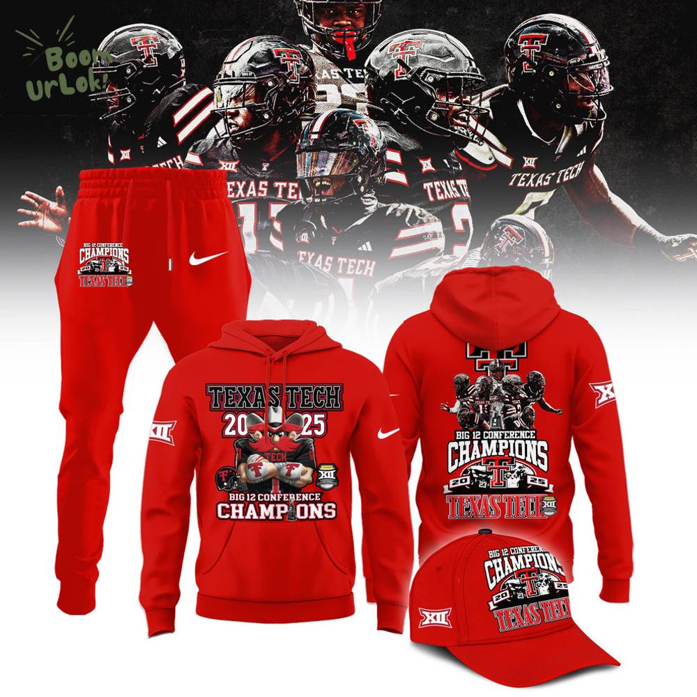 Texas Tech Red Raiders 2025 CHAMPIONS Big12 Football Combo Red Hoodie Texas Tech Red Raiders 2025 CHAMPIONS Big12 Football Combo Red Hoodie