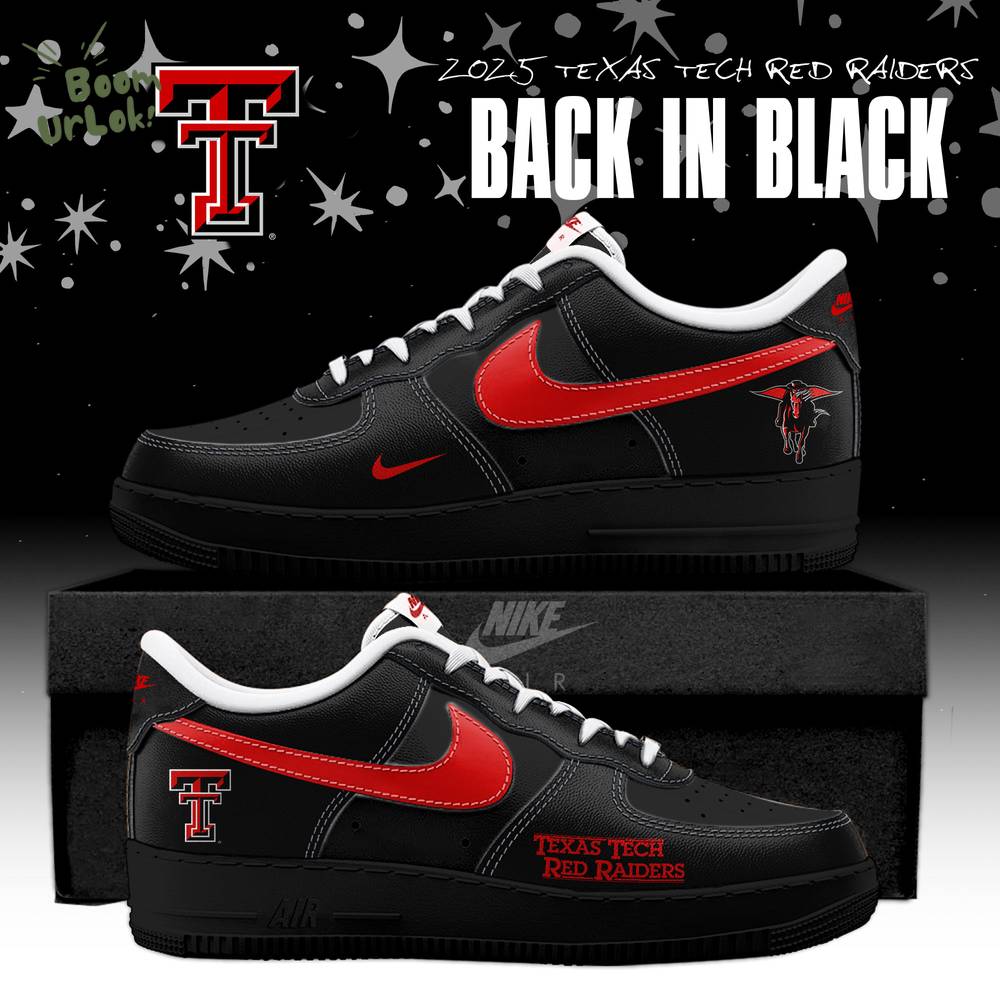 Texas Tech Red Raiders Back In Black 2025 Special Edition AF1 Sneakers Texas Tech Red Raiders Back In Black 2025 Special Edition AF1 Sneakers