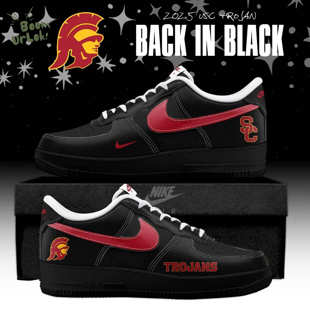 USC Trojans Back In Black 2025 Special Edition AF1 Sneakers USC Trojans Back In Black 2025 Special Edition AF1 Sneakers