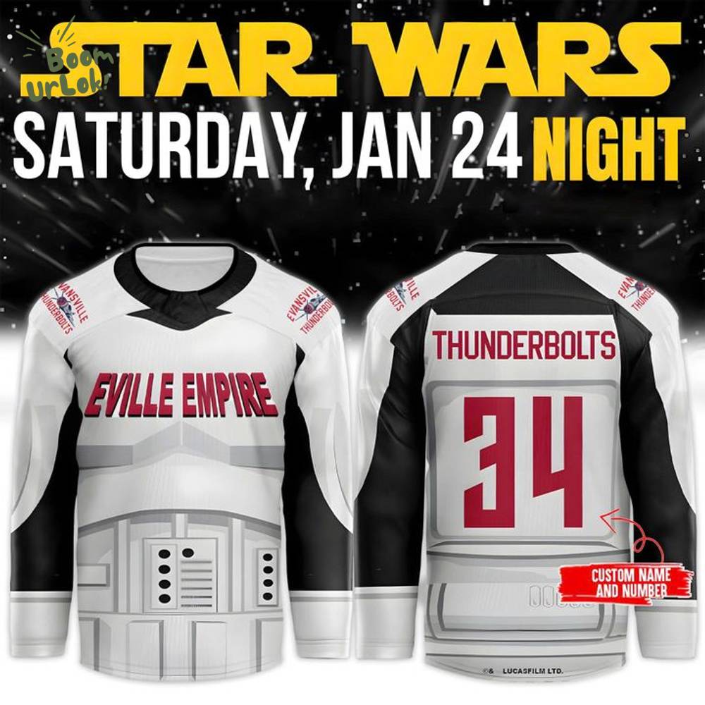 Evansville Thunderbolts 2026 Star Wars Night Jersey Evansville Thunderbolts 2026 Star Wars Night Jersey