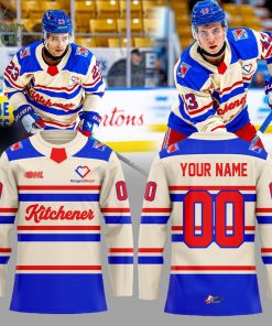 Kitchener Rangers WARMUPS RTown BattleBuilt Combo Hockey Jersey Custom Name, Number