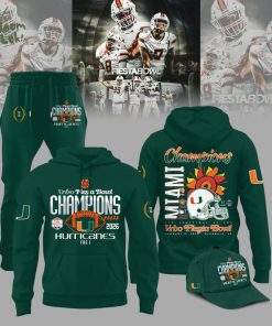 Miami Hurricanes College Football Playoff 2025 Fiesta Bowl Champions Combo Hoodie