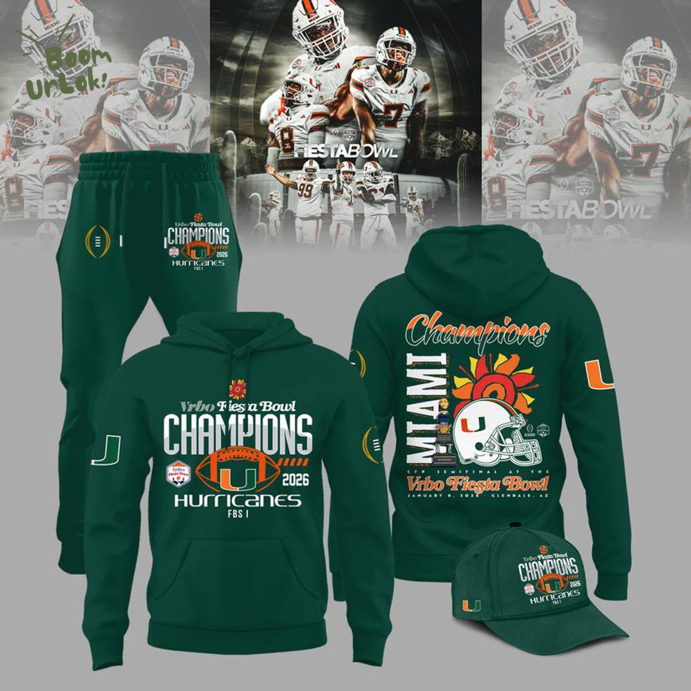 Miami Hurricanes College Football Playoff 2025 Fiesta Bowl Champions Combo Hoodie Miami Hurricanes College Football Playoff 2025 Fiesta Bowl Champions Combo Hoodie