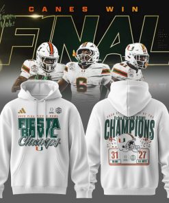 Miami Hurricanes College Football Playoff 2026 Fiesta Bowl Champions W Hoodie