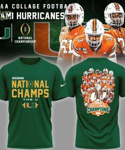 Miami Hurricanes – National Champions Limited Edition Green T.shirt