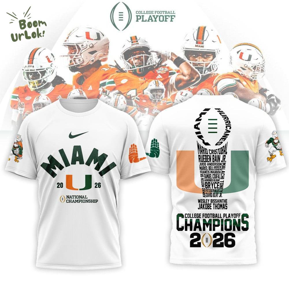 Miami Hurricanes | Premium NCAA 2026 CFP National Champions 3D T-shirt Miami Hurricanes | Premium NCAA 2026 CFP National Champions 3D T-shirt