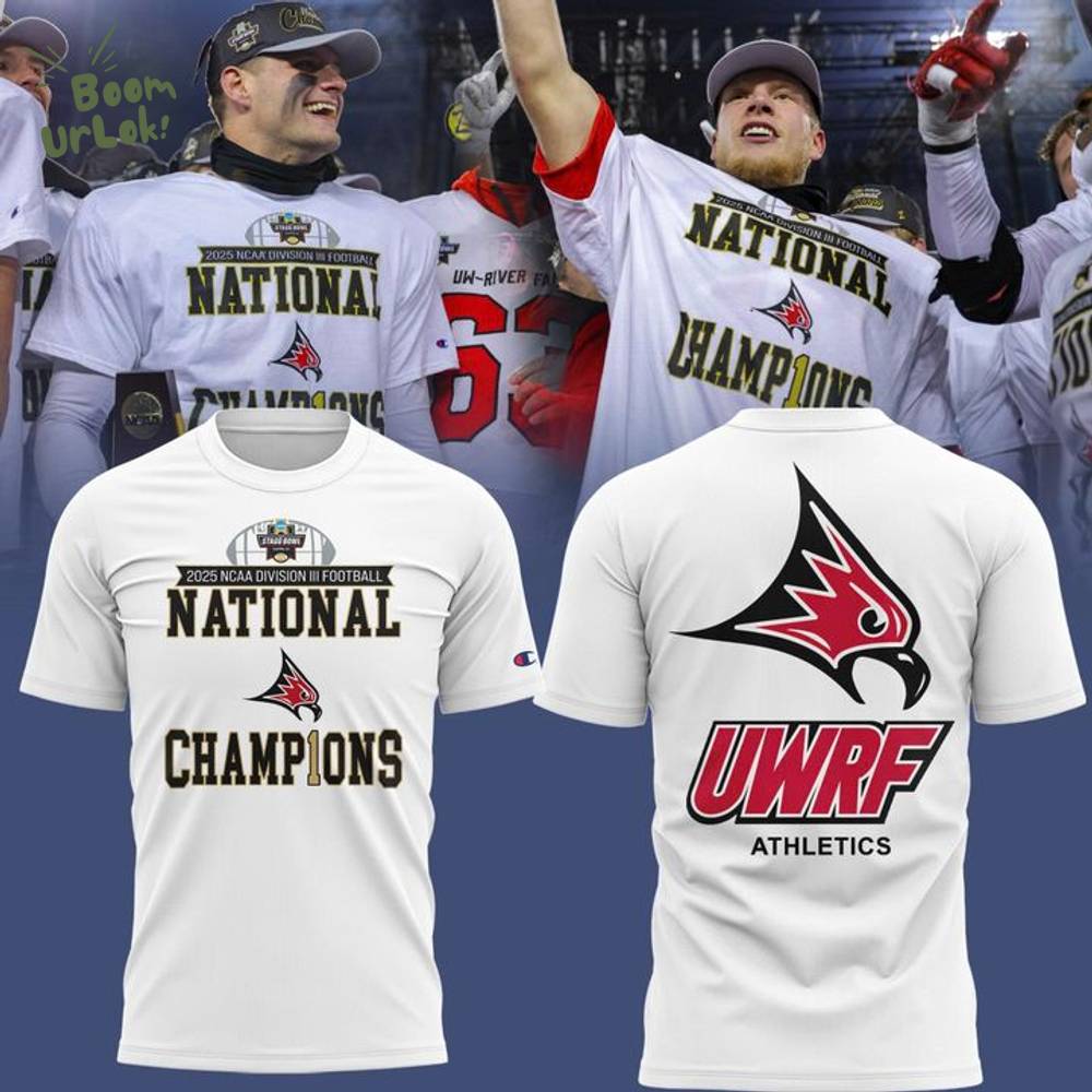 Official Wisconsin–River Falls Falcons football Champions T-shirt - White(Updated Version)-V1 Official Wisconsin–River Falls Falcons football Champions T-shirt - White(Updated Version)-V1