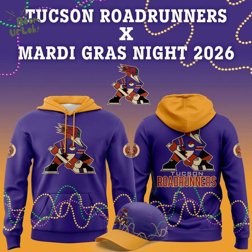Tucson Roadrunners 2026 Mardi Gras Hoodie Tucson Roadrunners 2026 Mardi Gras Hoodie